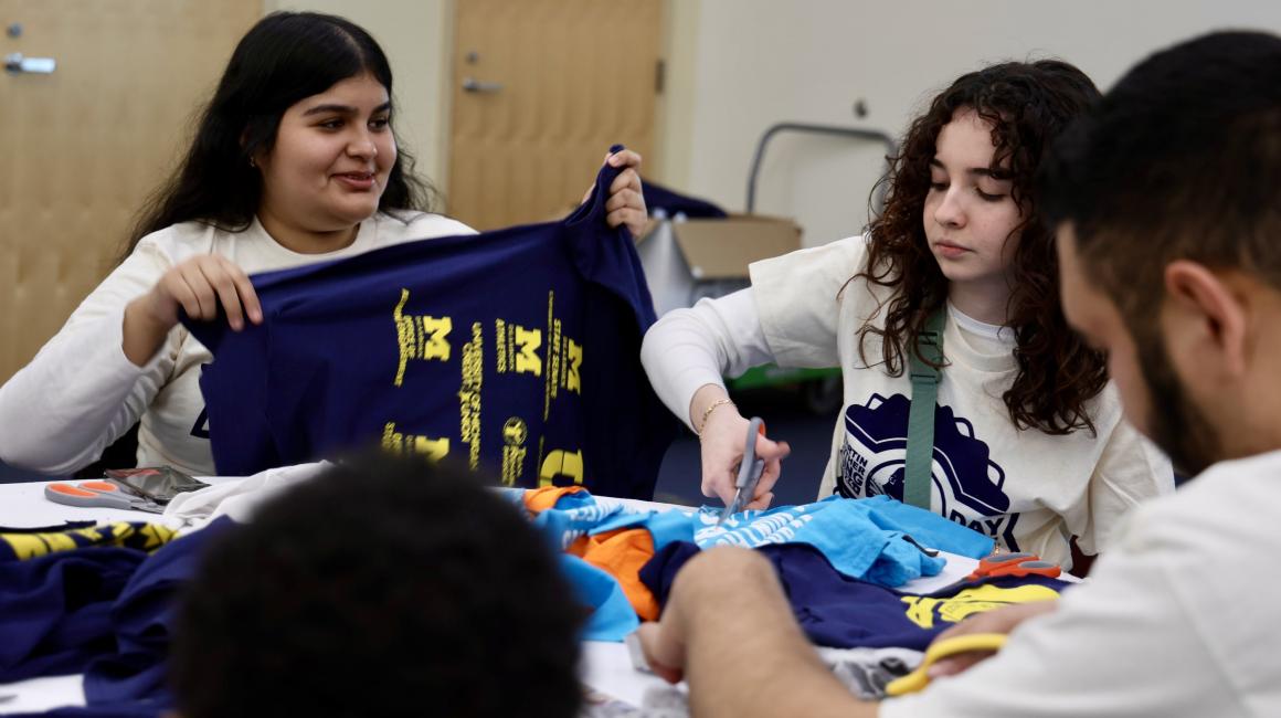 Photos of students Yasmin Gonzalez and Yaritza Campos at MLK Day of Service in 2024.