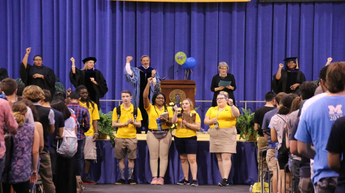 Students and faculty leading the 16th Annual New Student Convocation.