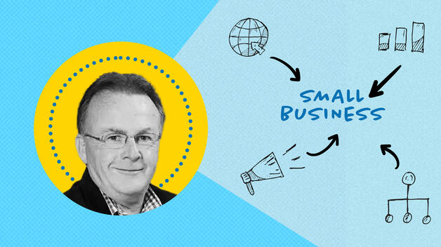 A graphic that features Lecturer Patrick Keyes and his business expertise