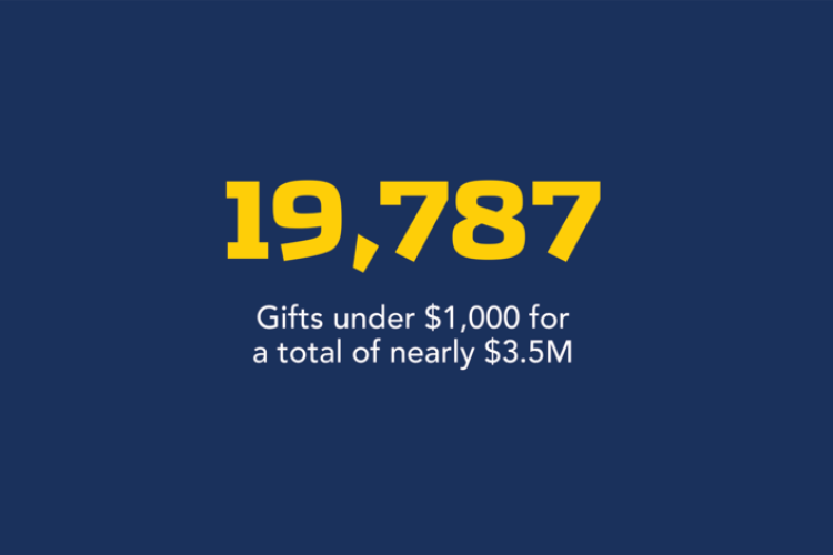 19,787 gifts under $1,000 for a total of nearly $3.5M