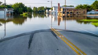 Flooded city street